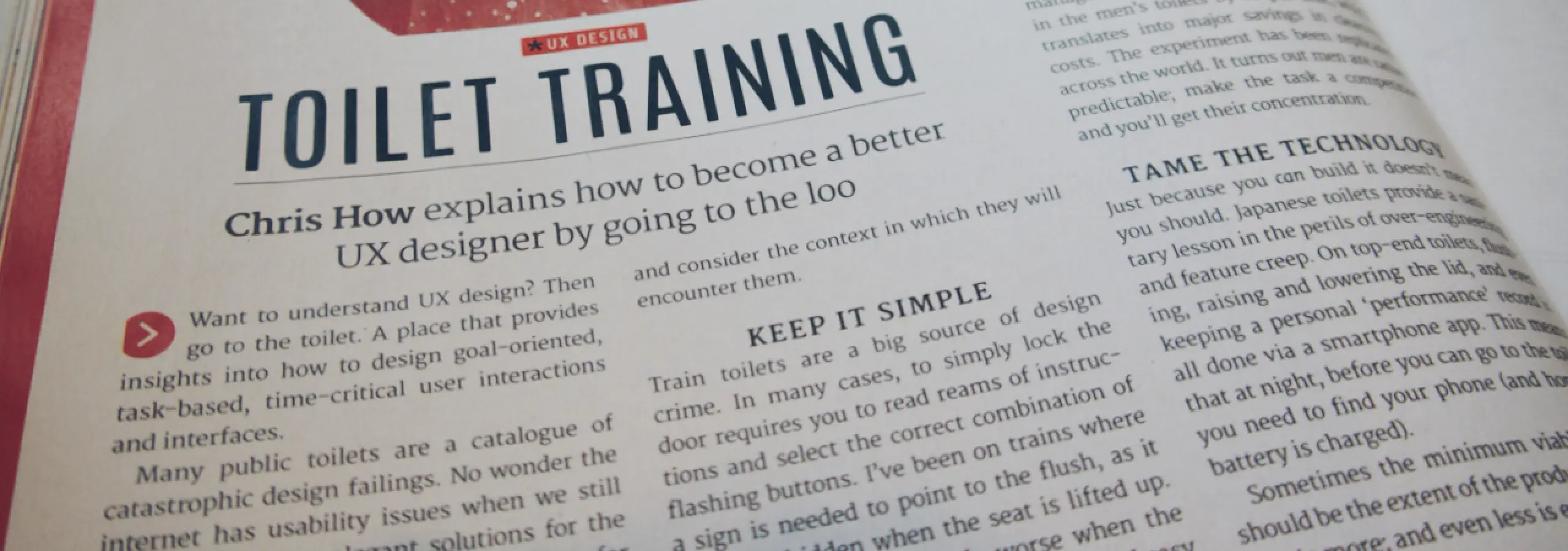 Printed magazine text with byline